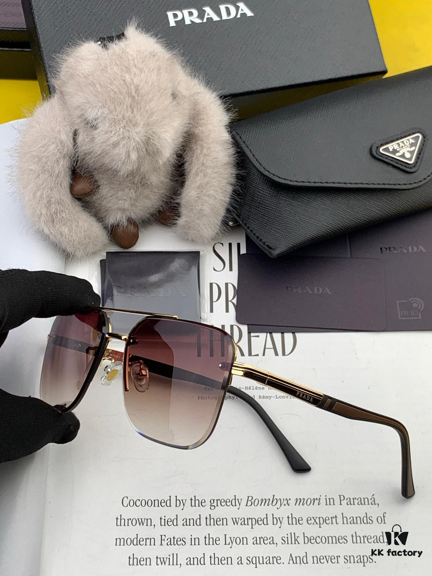 PRADA 2025 New Arrival Sunglasses, World-Class Craftsmanship, High-End Fashion Unisex Aviator Shades for Slimming Face Look, Premium Quality