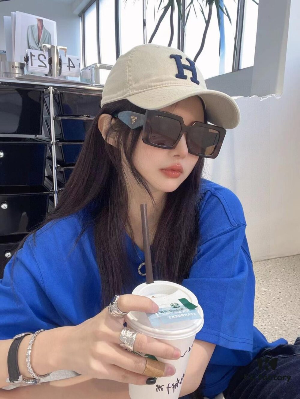 Prada 2025 Fashion Metal Polygonal Oversized Sunglasses Unisex, Checkered Lens Sun Glasses