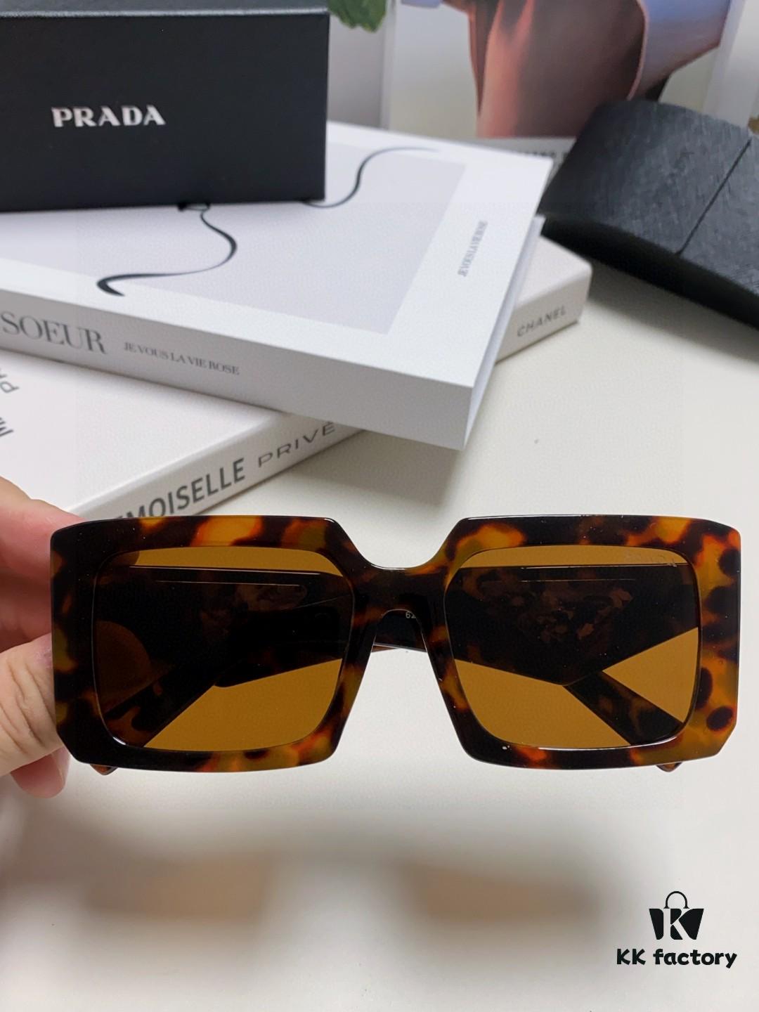 Prada 2025 Fashion Metal Polygonal Oversized Sunglasses Unisex, Checkered Lens Sun Glasses