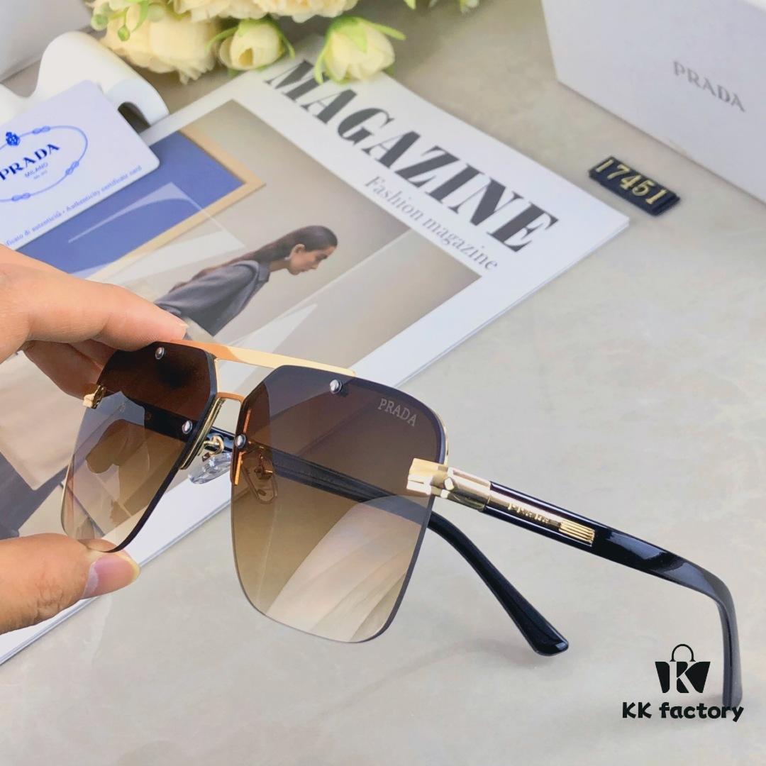 6931fa183a89a121ed54b15d Prada European and American High-End Men's Sunglasses Dual-Bridge Metal UV Protection Driving Sunglasses New Arrival