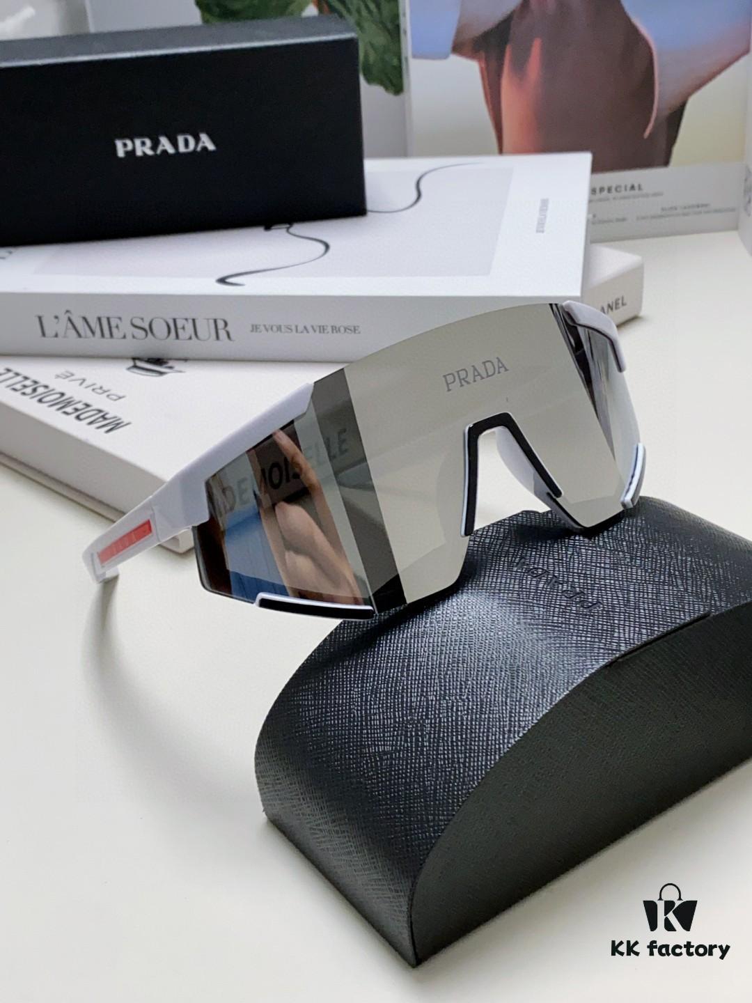 6931fa2f3a89a121ed54b293 PRADA Unisex Oversized Lightweight UV-Protective Sunglasses with One-Piece Frame, Stylish Eyewear for Skiing, Cycling, and Outdoor Activities