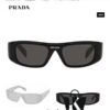 6931fa373a89a121ed54b303 PRADA 2024 New Arrival Retro Rectangular One-Piece Sunglasses, Stylish Unisex UV-Protective Industrial Design Shades