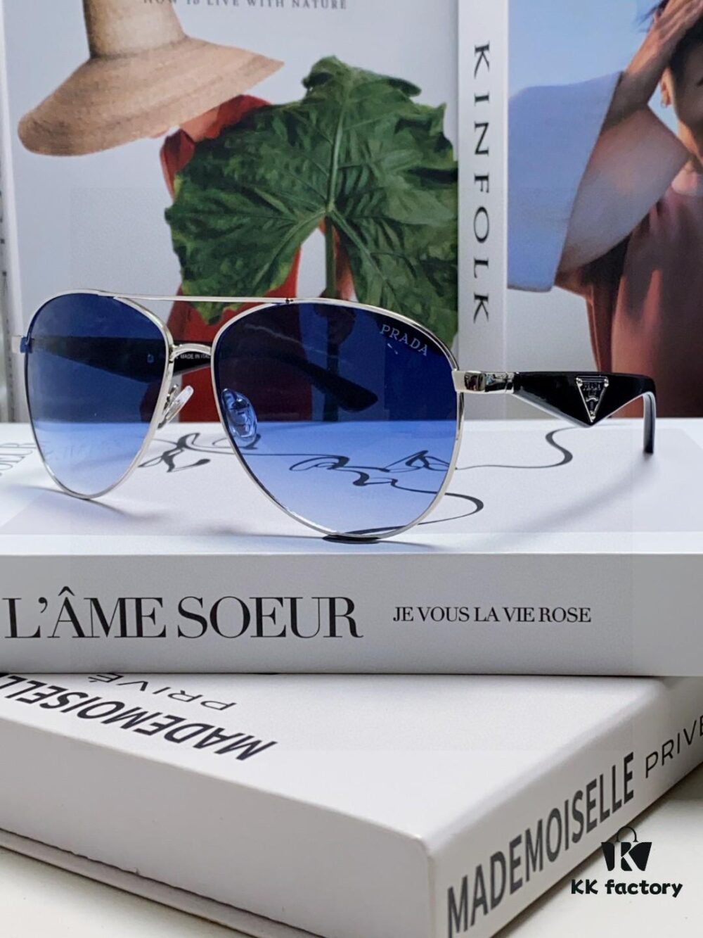 Prada 2024 New Polarized Sunglasses with Printed Double Bridge, Classic Aviator Style Unisex UV and Blue Light Blocking Sunglasses for Driving