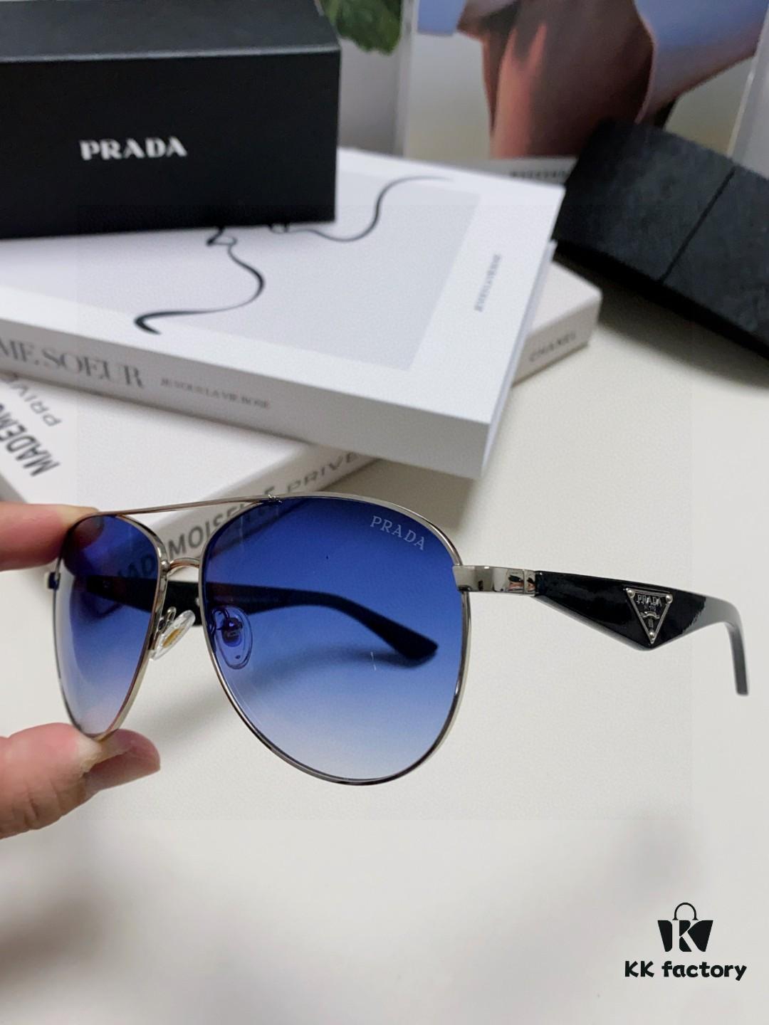 6931fa3a3a89a121ed54b331 Prada 2024 New Polarized Sunglasses with Printed Double Bridge, Classic Aviator Style Unisex UV and Blue Light Blocking Sunglasses for Driving