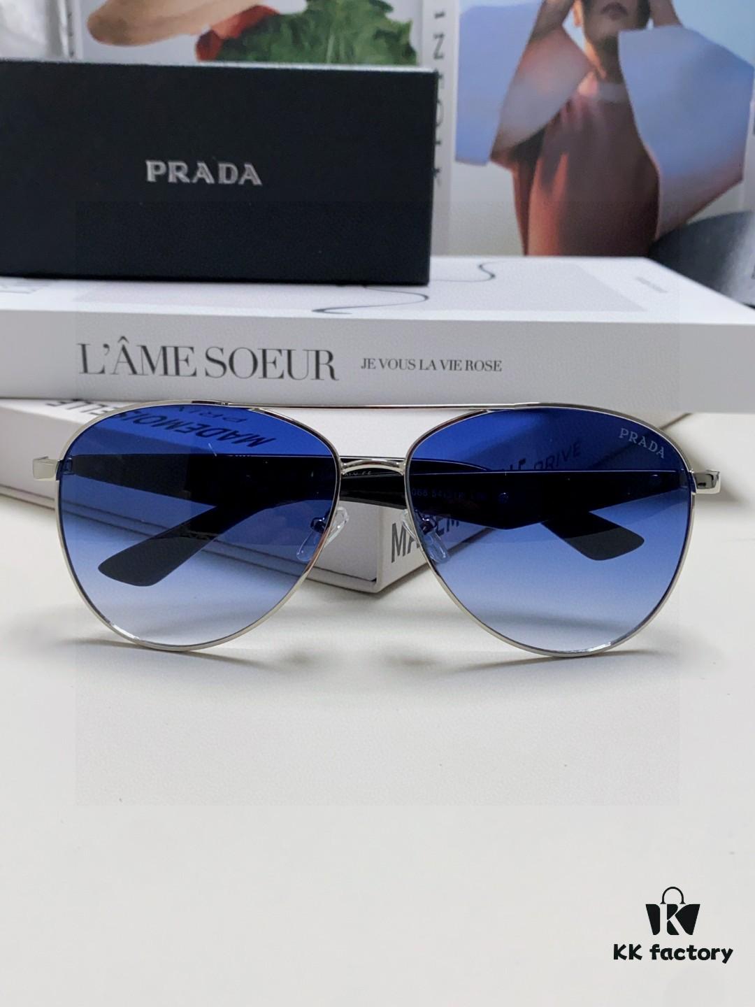 6931fa3a3a89a121ed54b332 Prada 2024 New Polarized Sunglasses with Printed Double Bridge, Classic Aviator Style Unisex UV and Blue Light Blocking Sunglasses for Driving