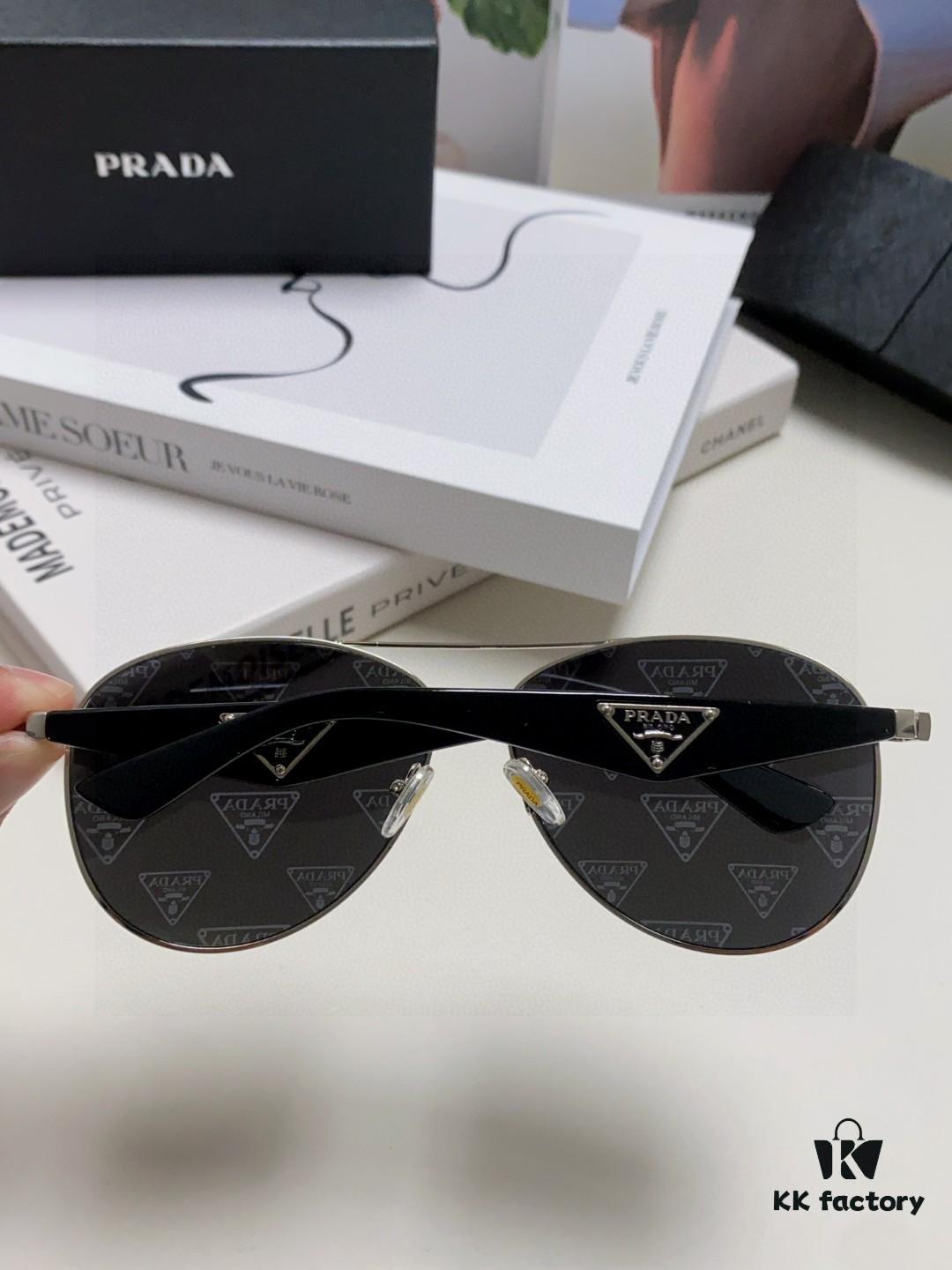 6931fa3b3a89a121ed54b33a Prada 2024 New Polarized Sunglasses with Print Double Bridge Aviator Classic Frog Eye Sunglasses for Driving, UV and Blue Light Protection, Unisex Pilot Style