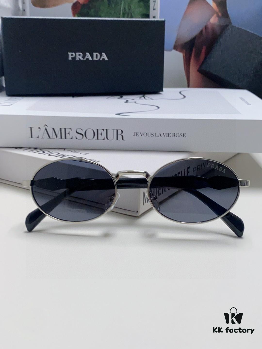 Prada Small Round Frame ✔️ Fashionable Metal Oversized Sunglasses