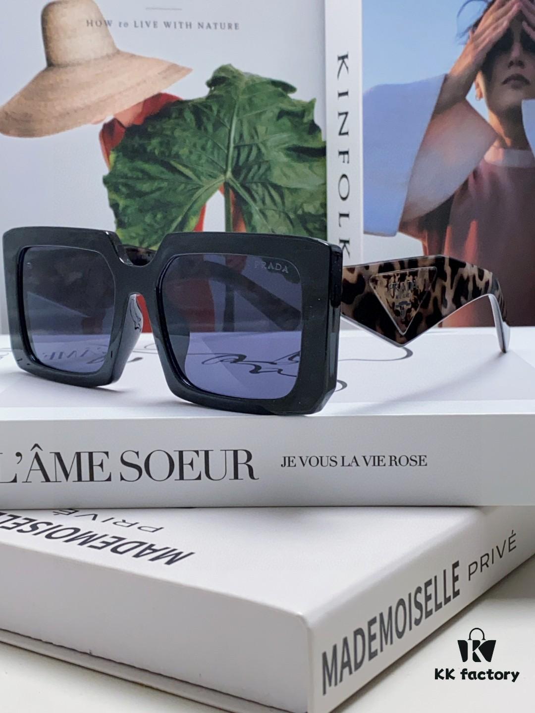 6931fa573a89a121ed54b44b Prada 2024 Fashion Metal Polygonal Oversized Sunglasses Unisex, Checkered Lens Sunglasses for Men and Women