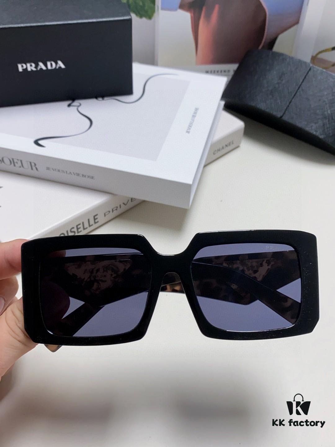 6931fa573a89a121ed54b44e Prada 2024 Fashion Metal Polygonal Oversized Sunglasses Unisex, Checkered Lens Sunglasses for Men and Women
