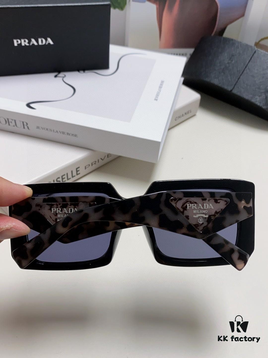 6931fa573a89a121ed54b44f Prada 2024 Fashion Metal Polygonal Oversized Sunglasses Unisex, Checkered Lens Sunglasses for Men and Women