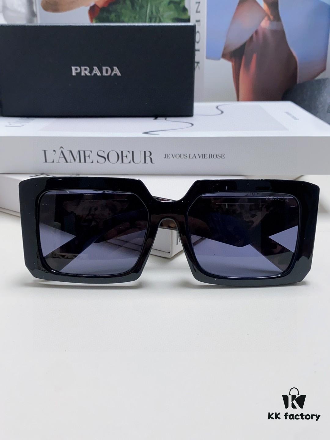 6931fa573a89a121ed54b451 Prada 2024 Fashion Metal Polygonal Oversized Sunglasses Unisex, Checkered Lens Sunglasses for Men and Women