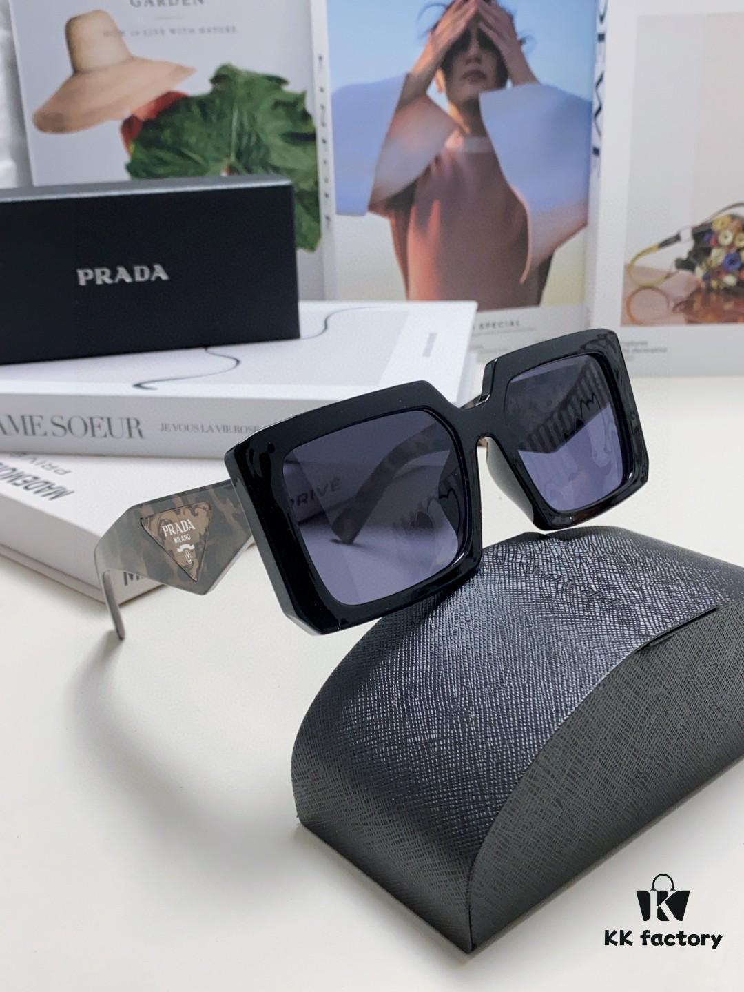 6931fa573a89a121ed54b452 Prada 2024 Fashion Metal Polygonal Oversized Sunglasses Unisex, Checkered Lens Sunglasses for Men and Women