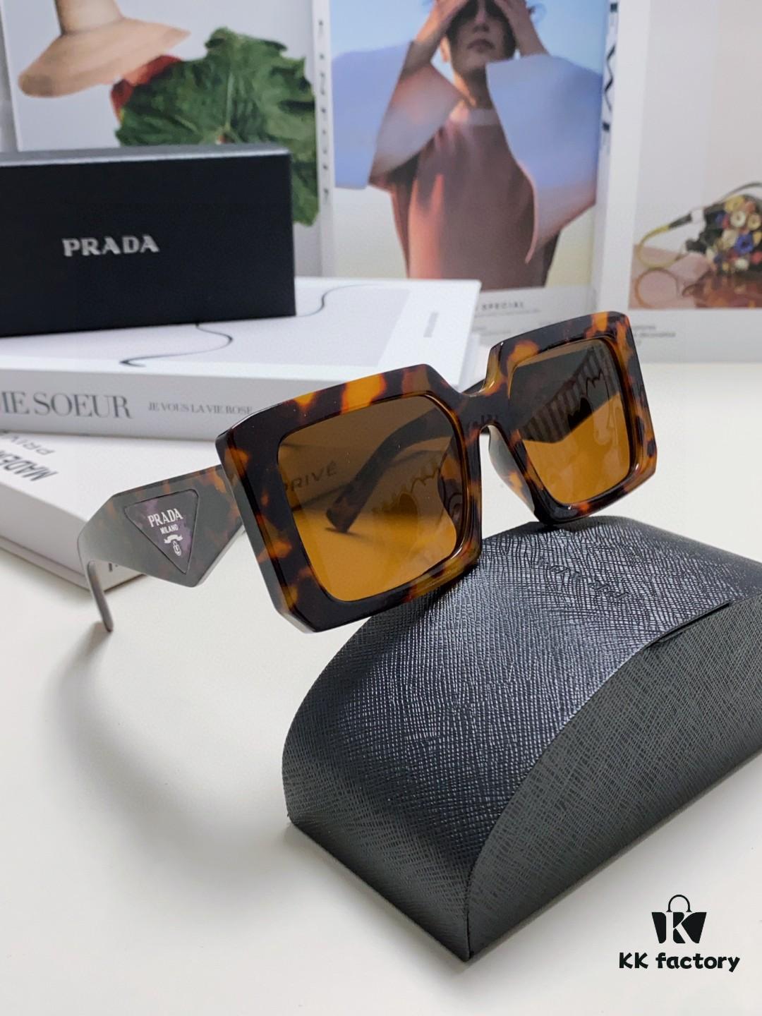 6931fa583a89a121ed54b45d Prada 2024 Fashionable Metal Polygonal Oversized Sunglasses for Men and Women with Checkered Lenses