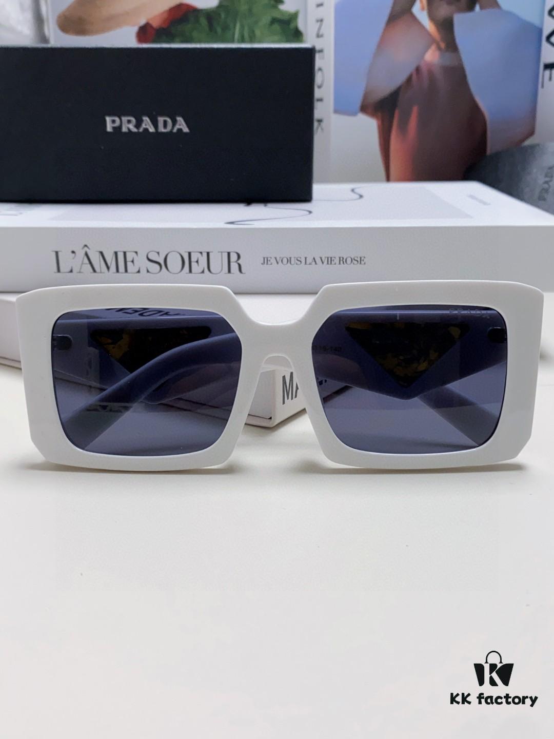 6931fa593a89a121ed54b467 Prada 2024 Fashionable Metal Polygonal Oversized Sunglasses Unisex, Checkered Lens Sunglasses for Men and Women
