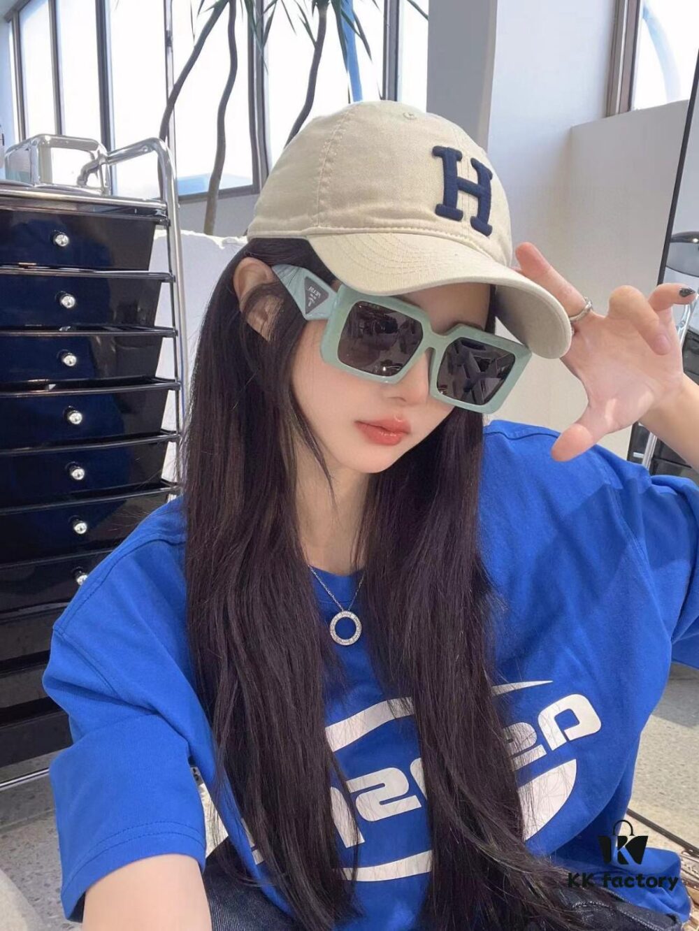 6931fa593a89a121ed54b46b Prada 2024 Fashionable Metal Polygonal Oversized Sunglasses for Men, Stylish Unisex Sun Shades with Checkered Lenses