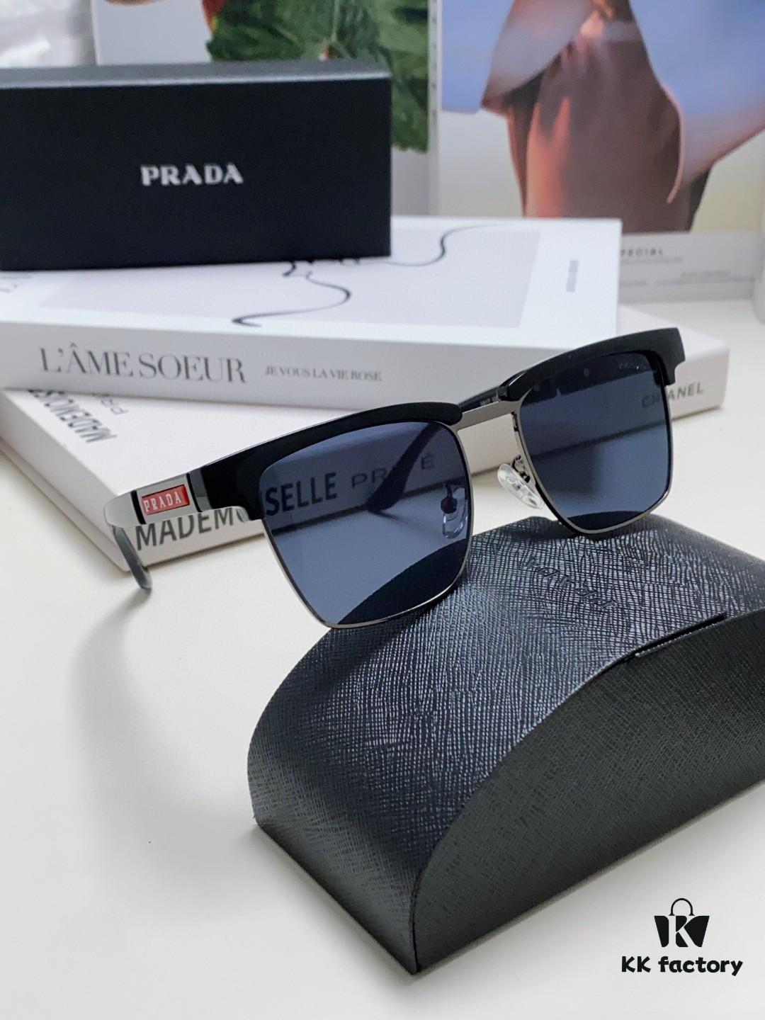 Prada Sunglasses, Showcasing Unique Personality, Classic Style with Premium Metal Logo on Temples and Frame, the Latest Popular Eyewear
