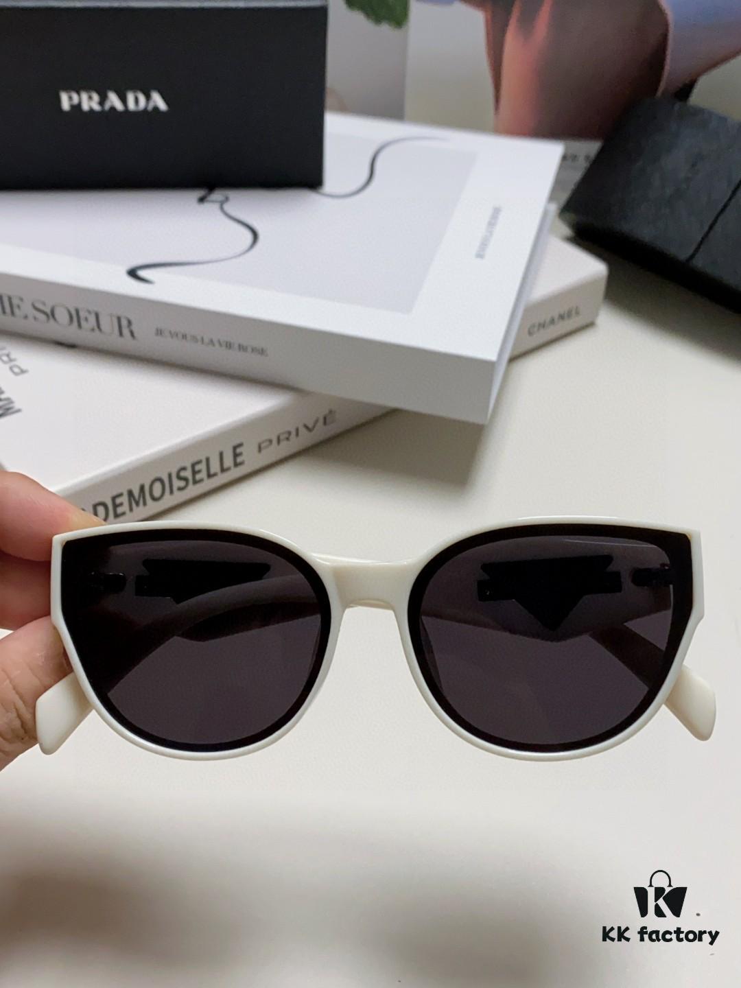 6931fa623a89a121ed54b4ea Prada 2024 New Arrival Sunglasses Fashionable Round Frame UV Protection Eyewear for Women