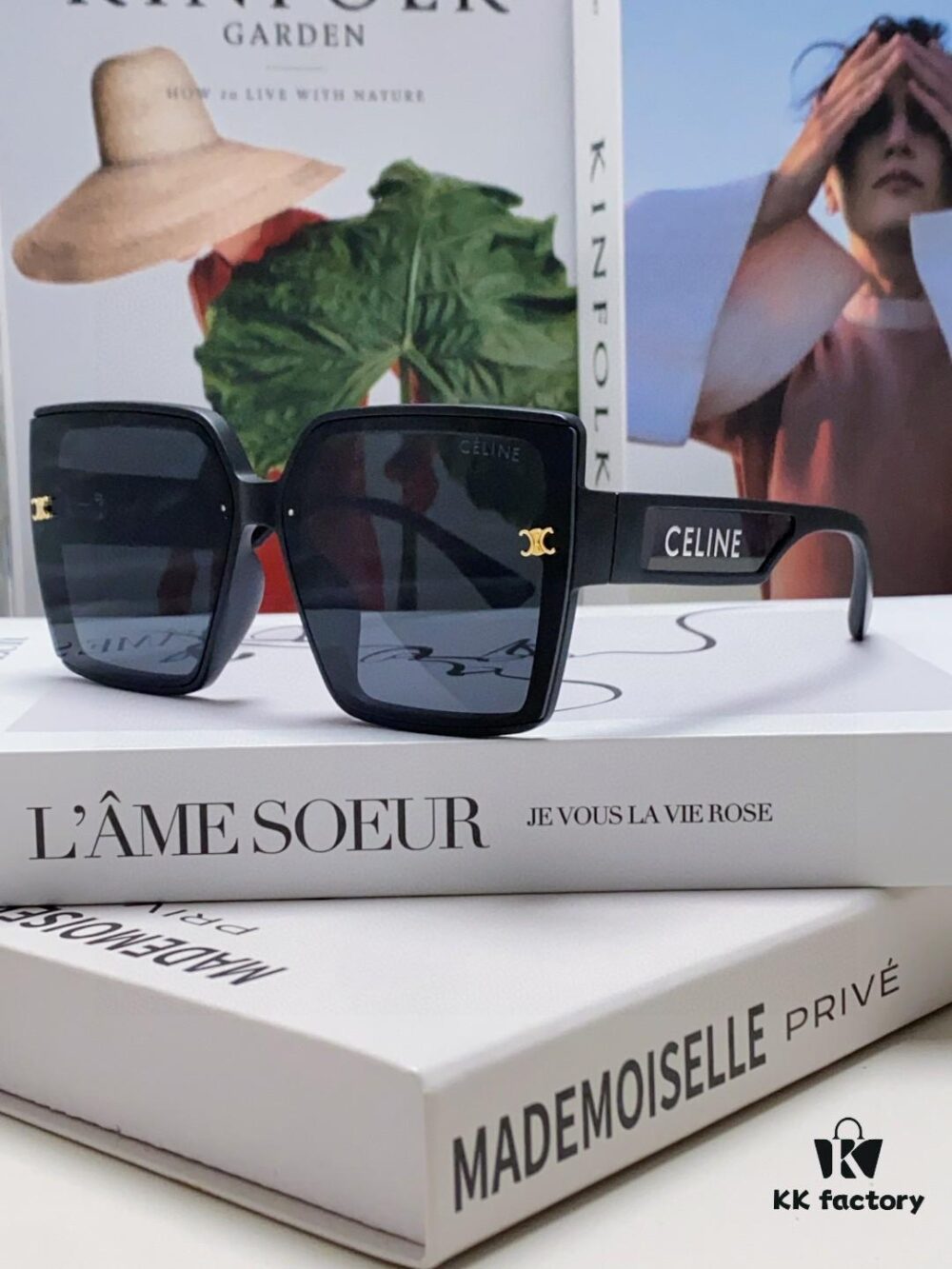 Celine 2024 New Korean-Style Oversized Round Frame UV Protection Sunglasses for Women, Stylish and Elegant Sun Glasses for Round and Large Faces