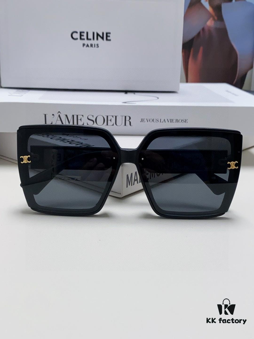 6931fa7b3a89a121ed54b62b Celine 2024 New Korean-Style Oversized Round Frame UV-Protective Sunglasses for Women, Stylish and Elegant Sun Protection Glasses