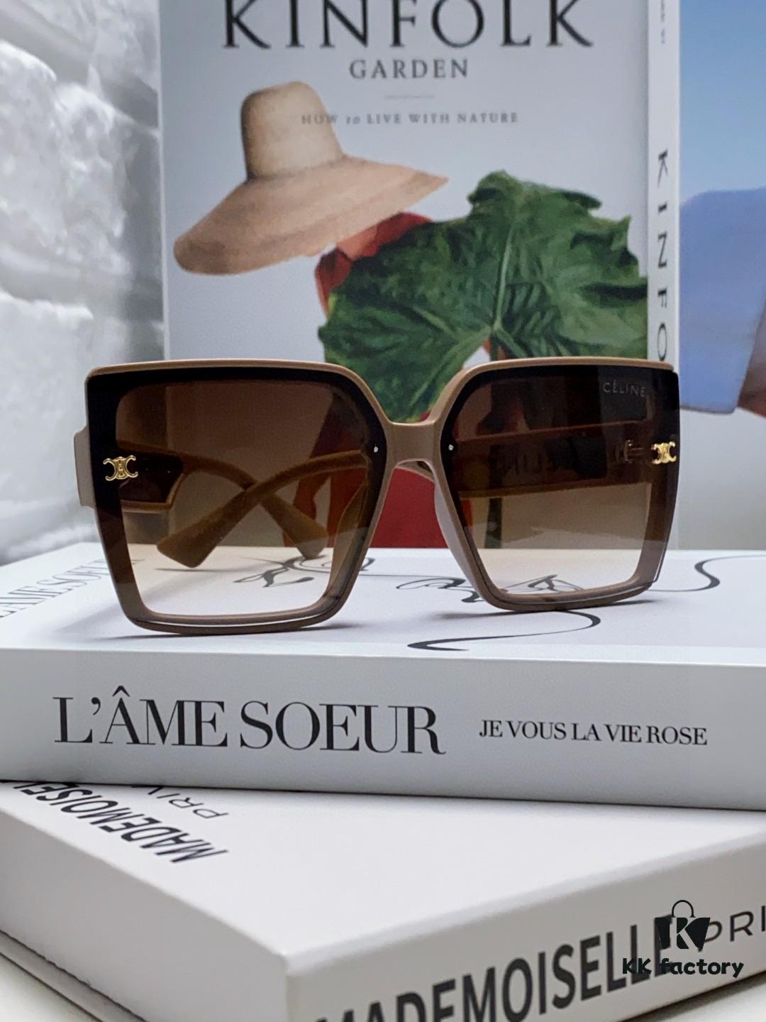 6931fa7b3a89a121ed54b630 Celine 2024 New Korean Style Oversized Round Frame UV Protection Sunglasses for Women, Stylish and Elegant Sun Glasses