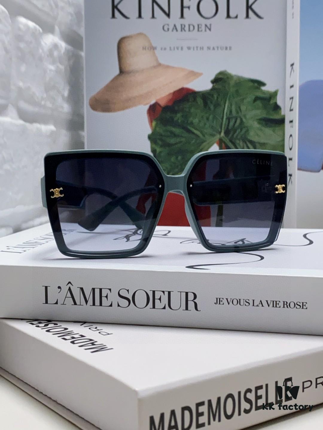 6931fa7c3a89a121ed54b63a Celine 2024 New Korean Style Oversized Round Frame UV Protection Sunglasses for Women, Stylish and Elegant Sun Glasses