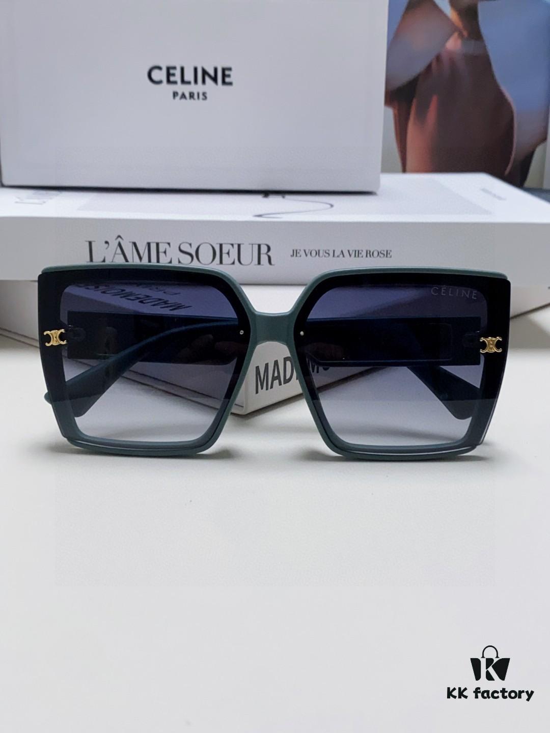 6931fa7c3a89a121ed54b63f Celine 2024 New Korean Style Oversized Round Frame UV Protection Sunglasses for Women, Stylish and Elegant Sun Glasses