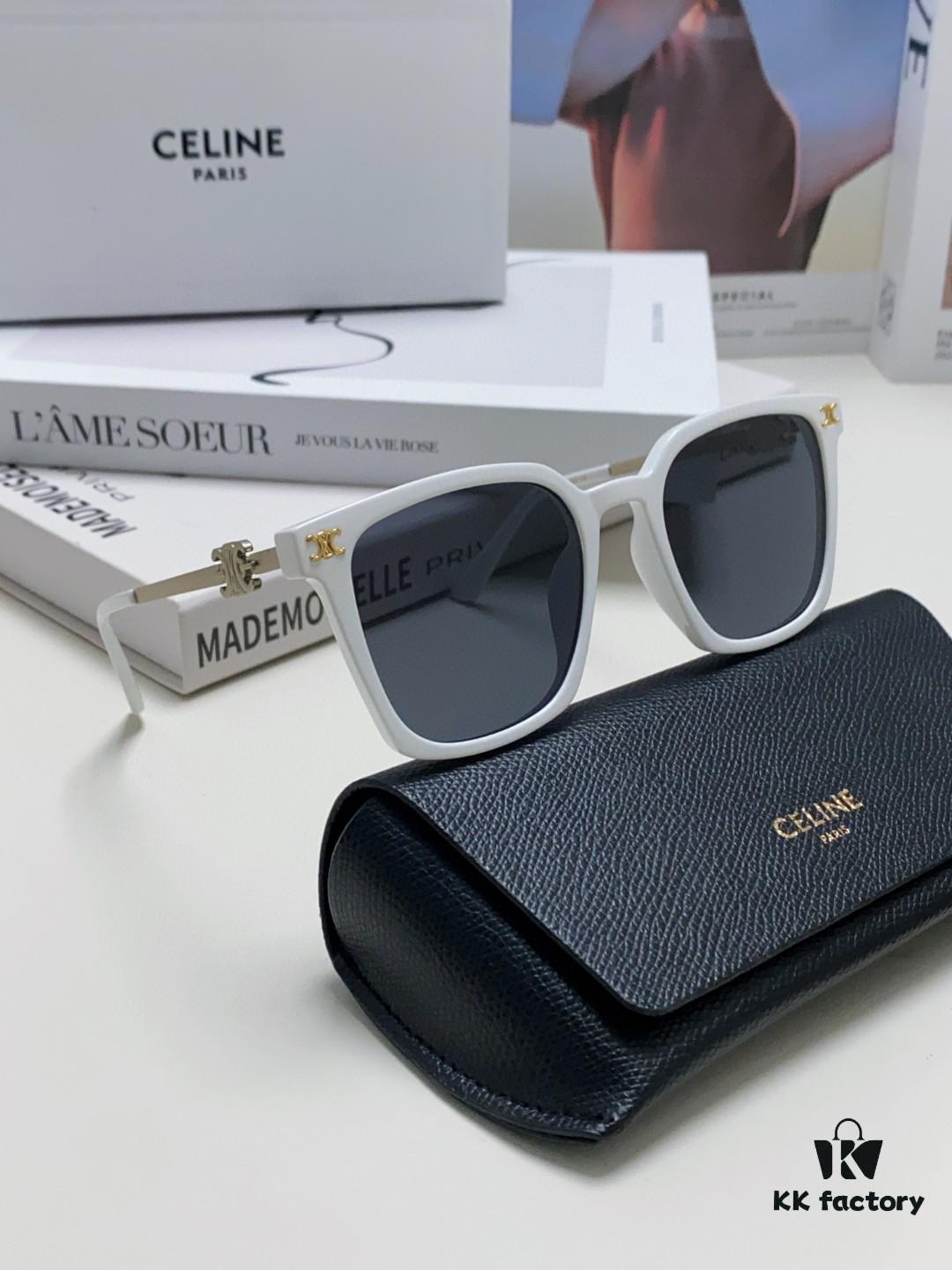 6931fa823a89a121ed54b69a CELINE Red Book Popular Metal-Decorated Logo Simple Frame Sunglasses 6 Colors