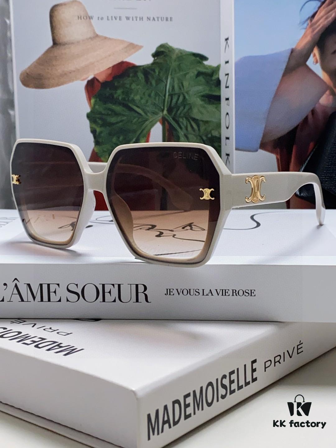 6931fa8e3a89a121ed54b73a Celine 2025 New Arrival European and American Style Oversized Square Aviator Sunglasses for Women, UV Protection Sun Glasses for Large Faces, Fashion Outdoor Shades