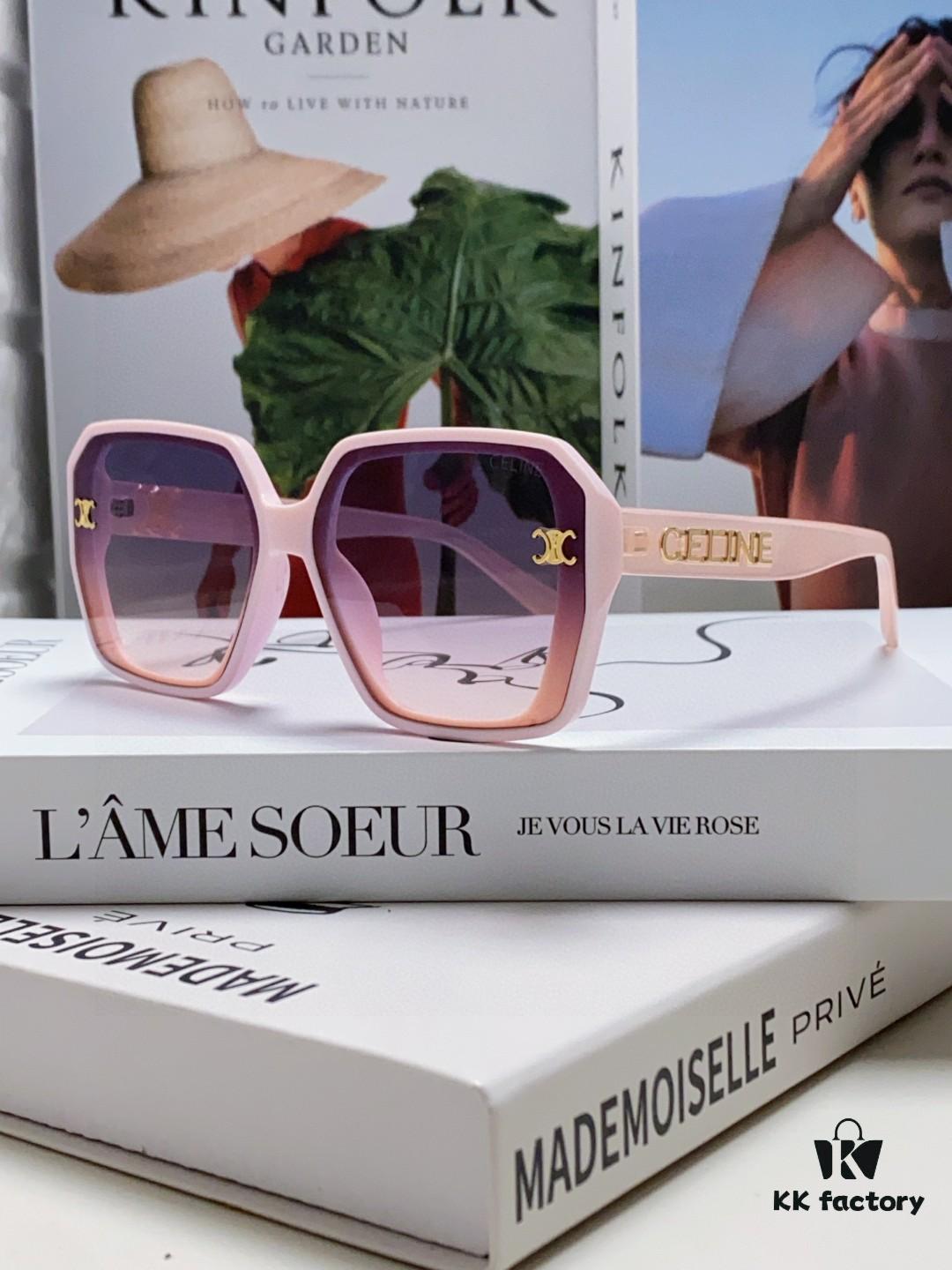 6931fa9f3a89a121ed54b81a CELINE Red Book Popular Metal Decorated Logo Simple Frame Stylish Sunglasses