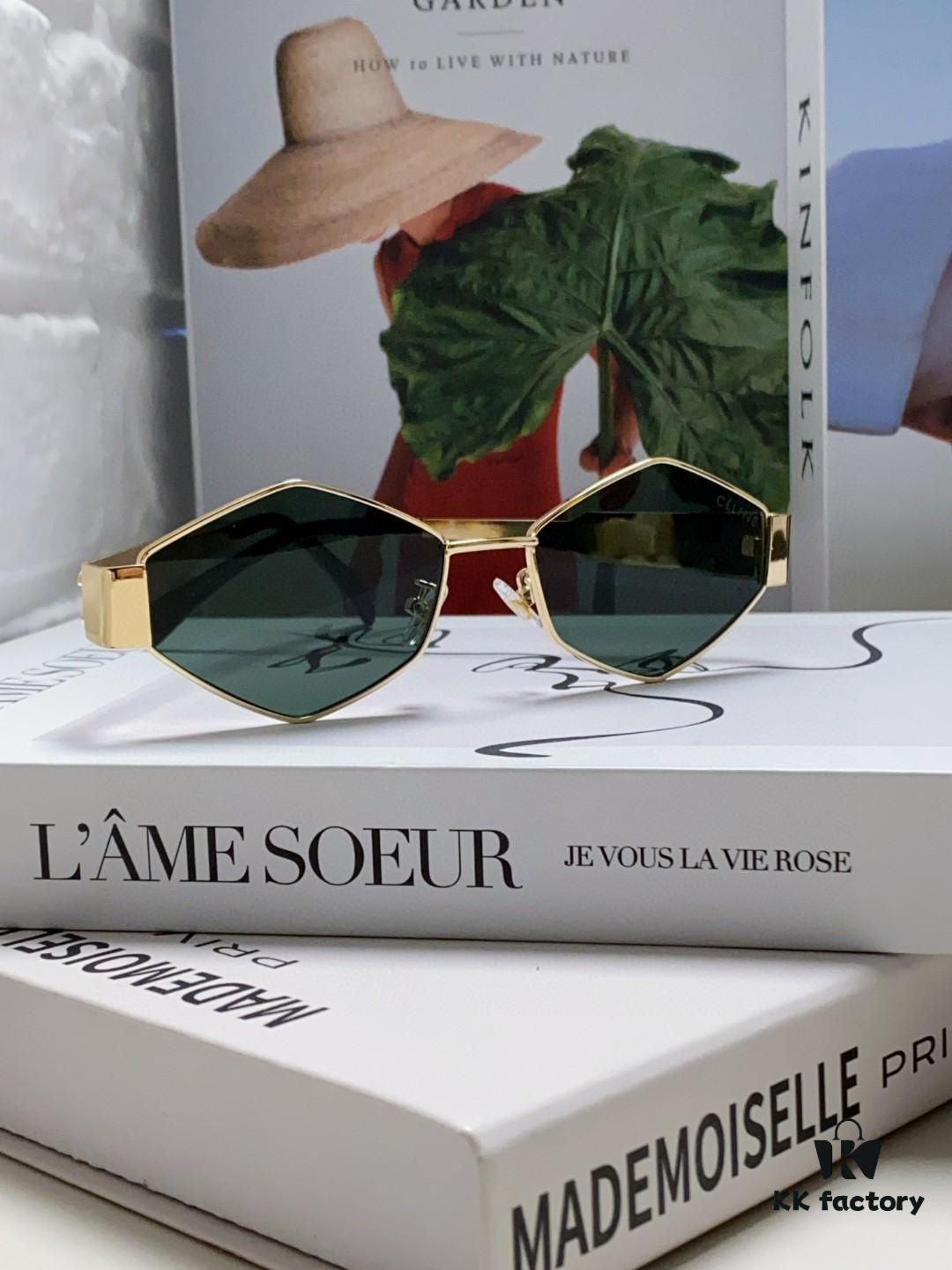 6931fadf3a89a121ed54ba5a Celine 2024 New Arrival European and American Fashion Polygonal Sunglasses for Women, High-End Unisex Retro Sun Glasses, Influencer-Favorite UV Protection Street Snap Shades