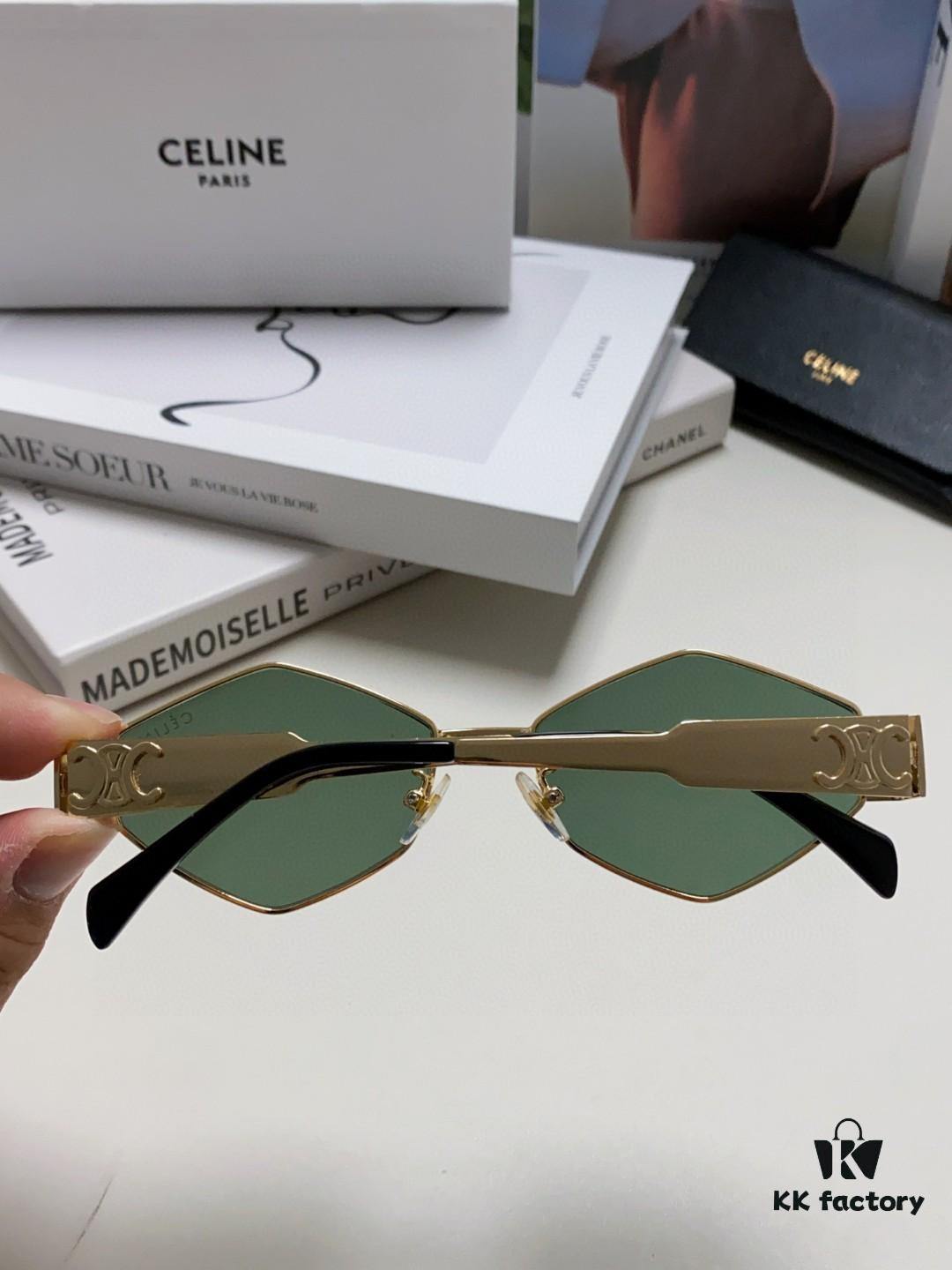 6931fadf3a89a121ed54ba5d Celine 2024 New Arrival European and American Fashion Polygonal Sunglasses for Women, High-End Unisex Retro Sun Glasses, Influencer-Favorite UV Protection Street Snap Shades