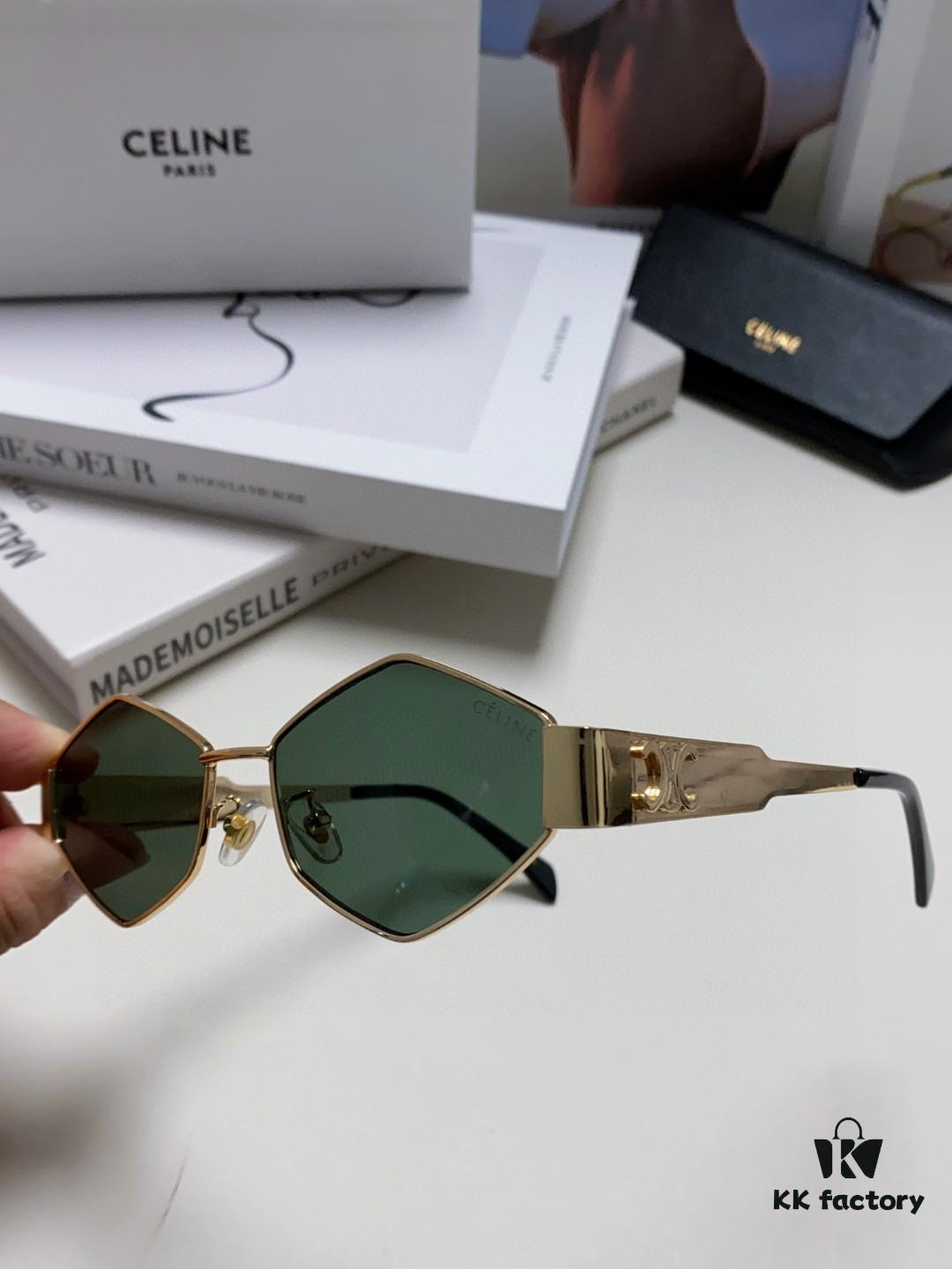 6931fadf3a89a121ed54ba5e Celine 2024 New Arrival European and American Fashion Polygonal Sunglasses for Women, High-End Unisex Retro Sun Glasses, Influencer-Favorite UV Protection Street Snap Shades