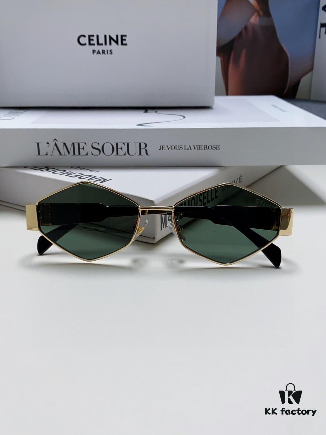 6931fadf3a89a121ed54ba5f Celine 2024 New Arrival European and American Fashion Polygonal Sunglasses for Women, High-End Unisex Retro Sun Glasses, Influencer-Favorite UV Protection Street Snap Shades