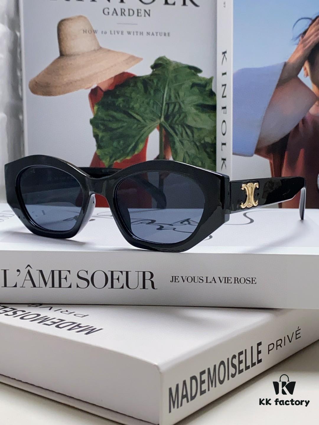 6931faeb3a89a121ed54baf5 Celine Lisa's Same Style Retro Triumphal Arch Sunglasses for Women, New Trendy UV-Proof Slimming Luxury Black and Gold Sunglasses