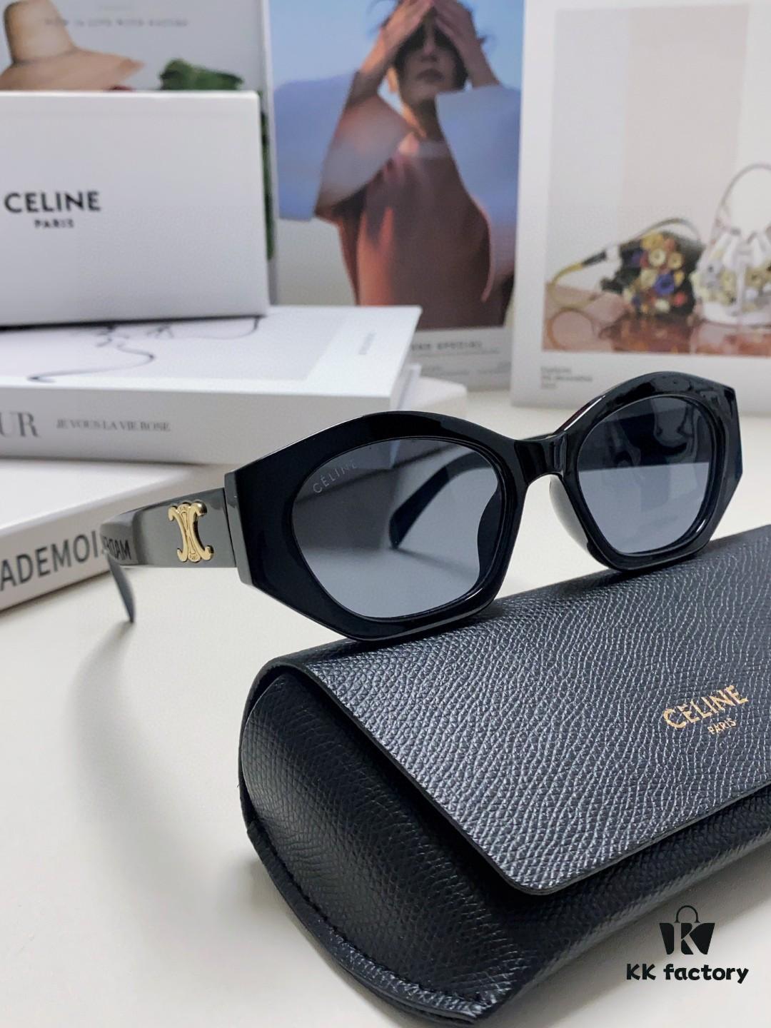 6931faec3a89a121ed54bafc Celine Lisa's Same Style Retro Triumphal Arch Sunglasses for Women, New Trendy UV-Proof Slimming Luxury Black and Gold Sunglasses