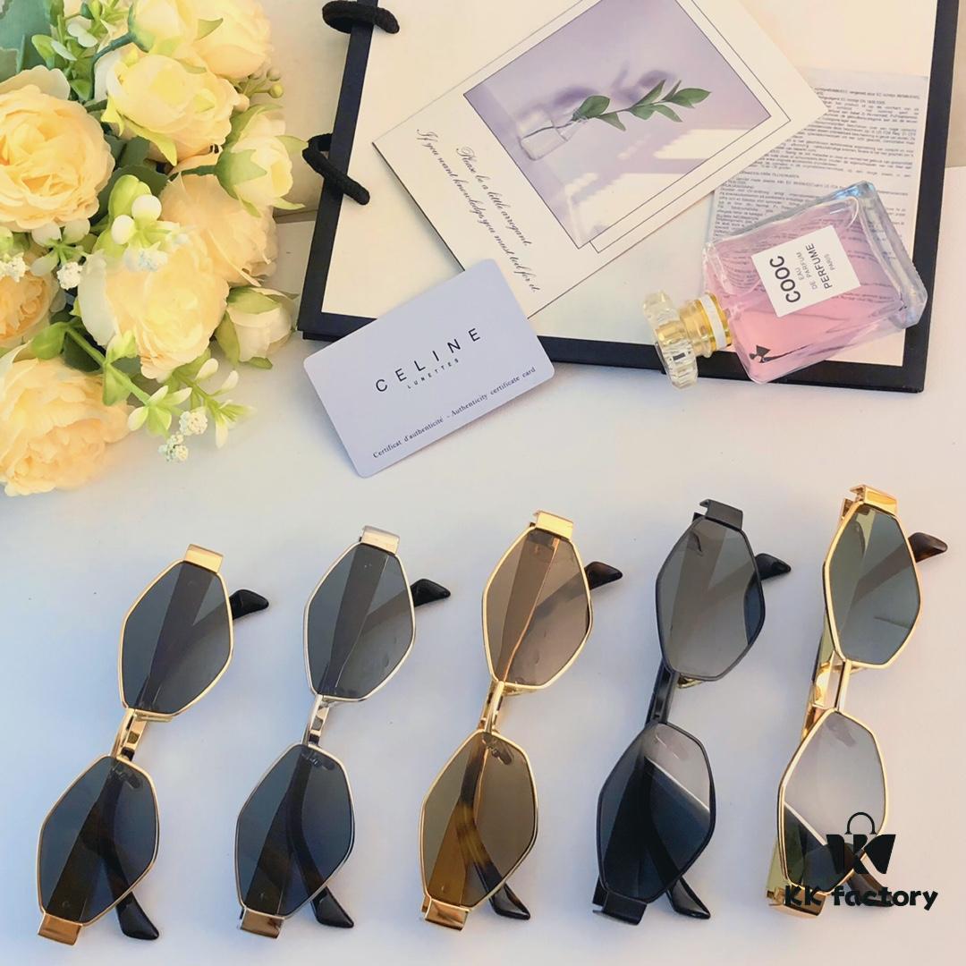 Celine Retro Diamond Frame 2024 New Arrival Sunglasses, Small Frame, Fashionable European and American Street Style, Influencer-Approved, High-End Unisex Sun Glasses