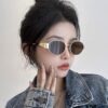 6931fb023a89a121ed54bc0f Celine Cat-Eye Sunglasses for Women, 2024 New Arrival, High-End Metal Frame, Small Oval Retro Style, Brown Tinted Sun Glasses