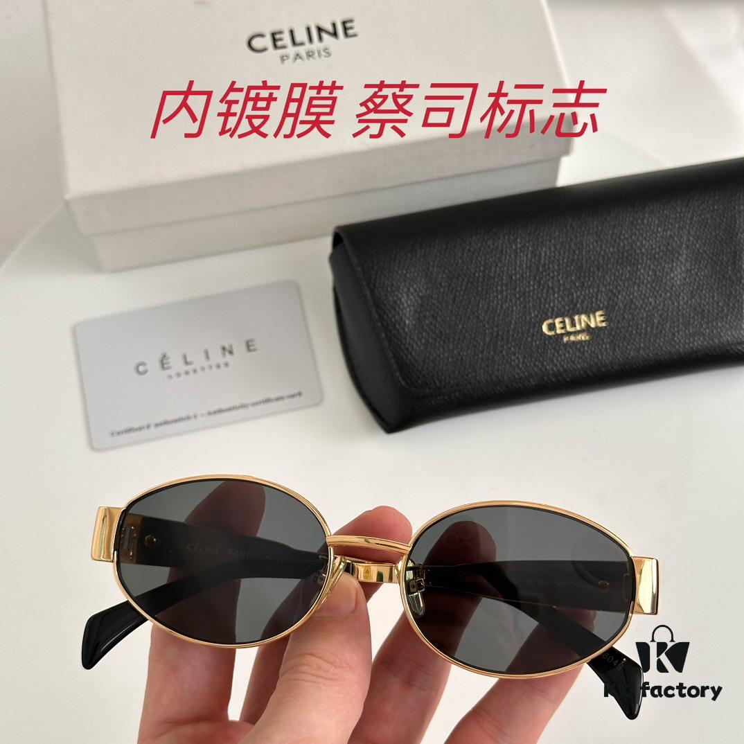 Factory Direct Price, Large Stock, Internally Coated, Laser Logo CELINE CL40235U Arc de Triomphe, Retro Small Round Frame with Logo