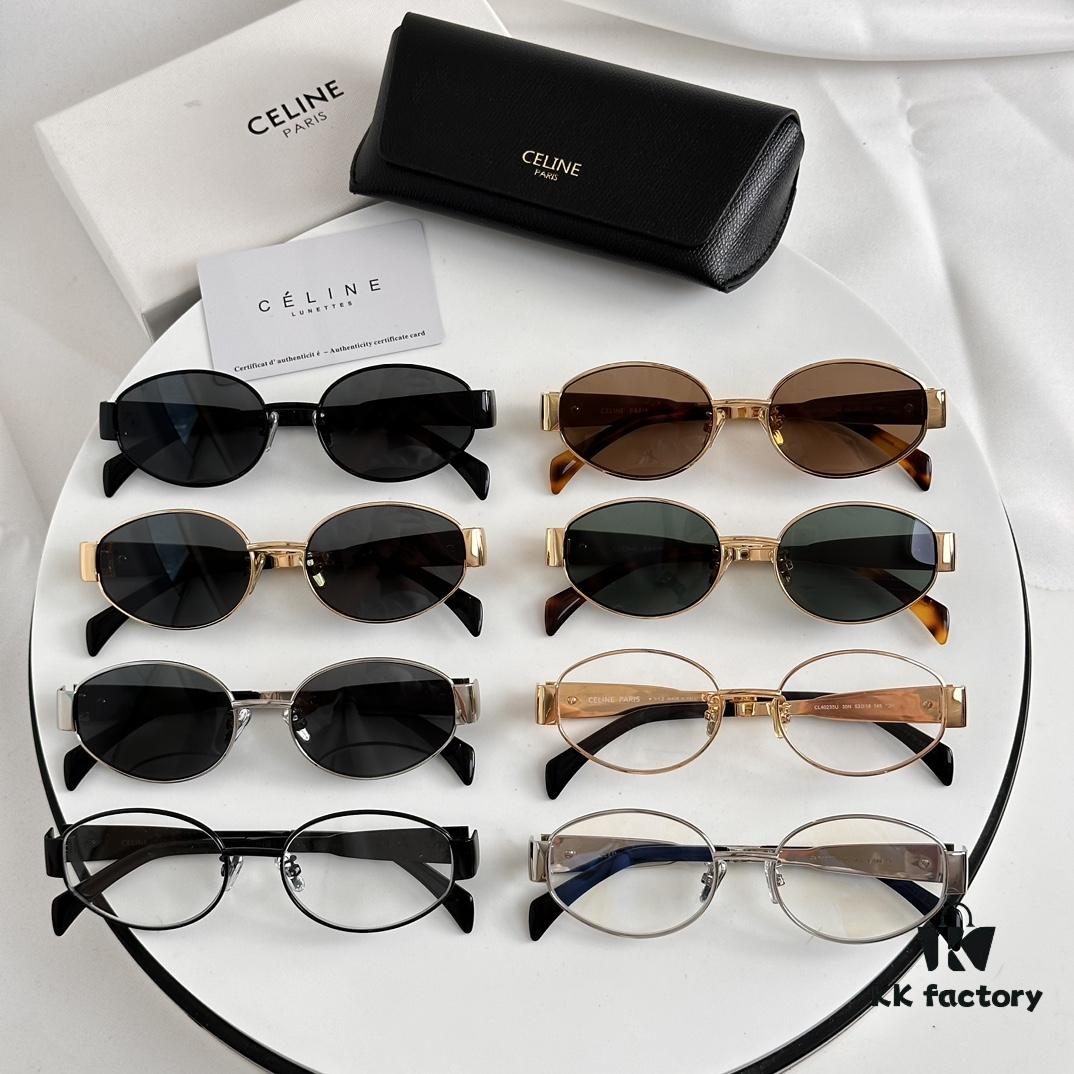 Factory Direct Price, Large Stock, Internally Coated, Laser Logo CELINE CL40235U Arc de Triomphe, Retro Small Round Frame with Logo