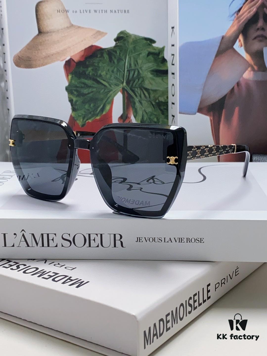 6931fb183a89a121ed54bd3c Celine 2024 New Arrival Luxury Elegant Oversized Square Frame Society Lady Sunglasses for Women, Trendy Round Face Flattering Sun Glasses