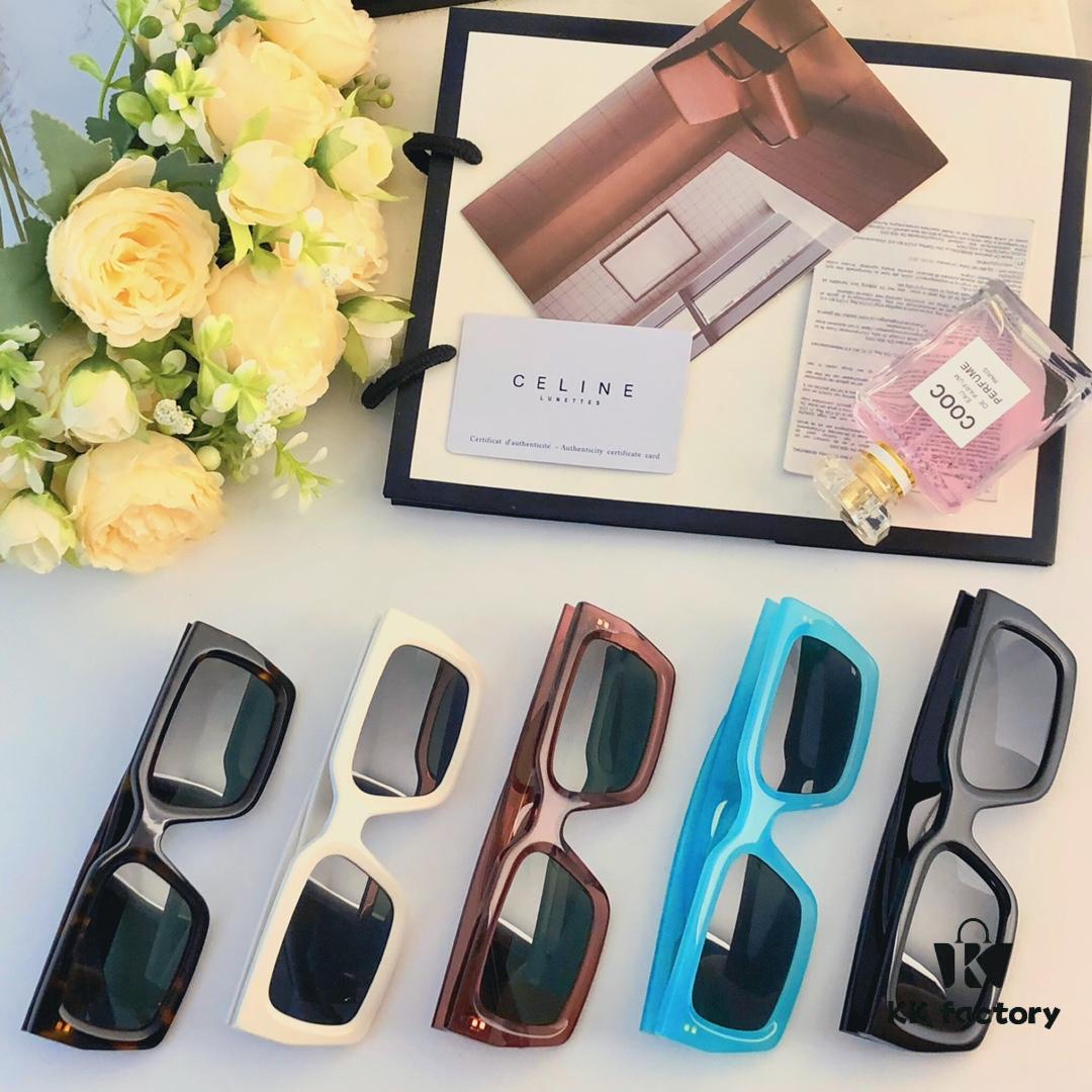 6931fb1b3a89a121ed54bd6c Celine New Square Frame Metal Detail Sunglasses, Stylish Unisex UV Protection Sun Glasses