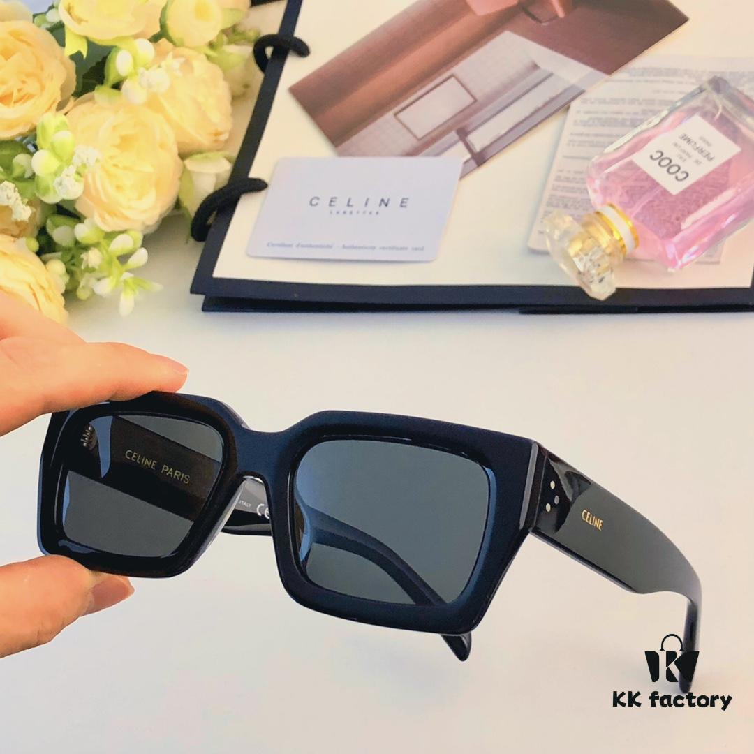 6931fb1c3a89a121ed54bd6f Celine New Square Frame Metal Detail Sunglasses, Stylish Unisex UV Protection Sun Glasses