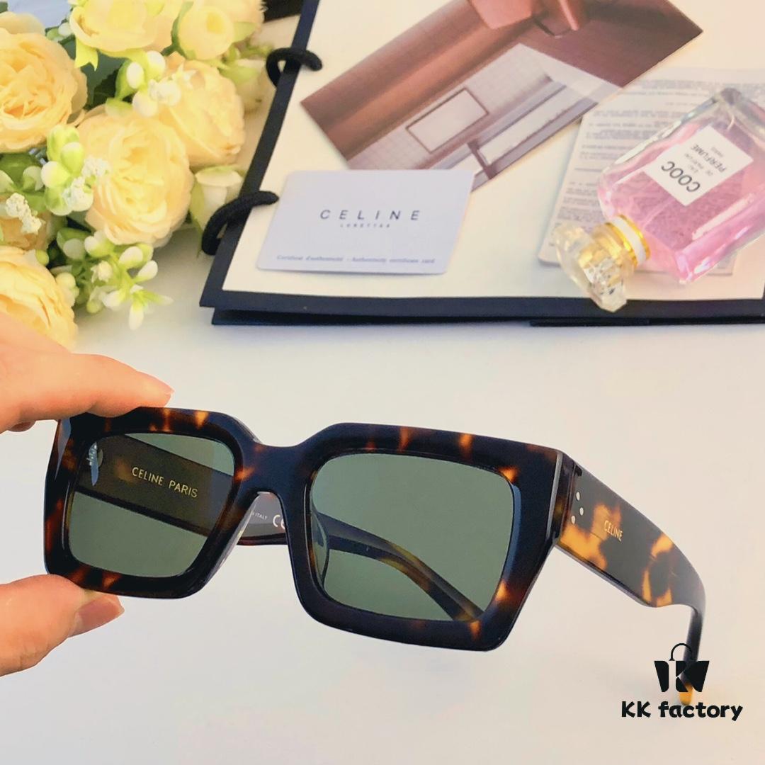6931fb1c3a89a121ed54bd71 Celine New Square Frame Metal Detail Sunglasses, Stylish Unisex UV Protection Sun Glasses