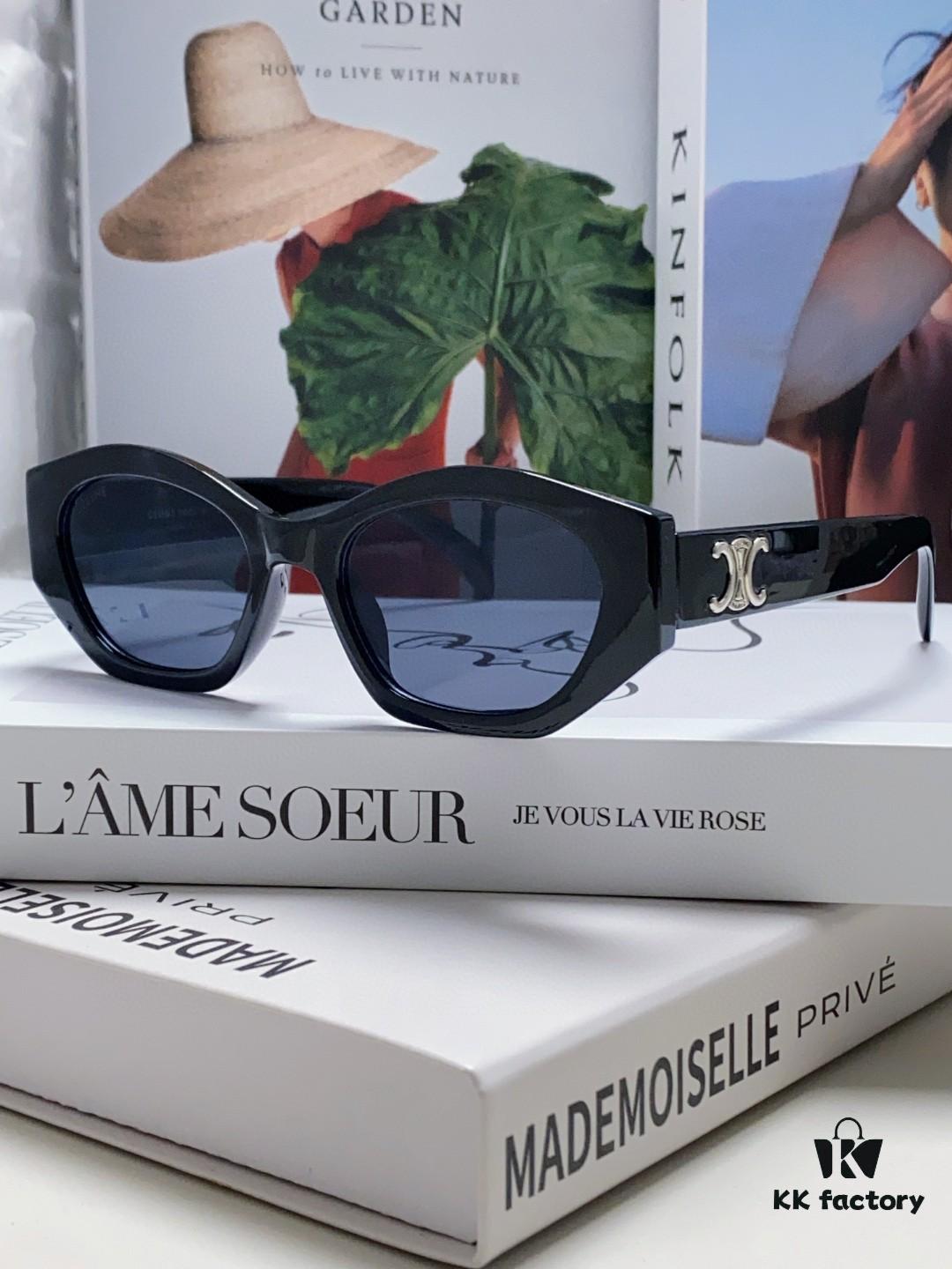 6931fb1f3a89a121ed54bd9e Celine Lisa Same Style Retro Triumph Arch Sunglasses for Women, New Trendy UV-Proof Slimming Luxury Sunglasses, Black and Silver Eyewear