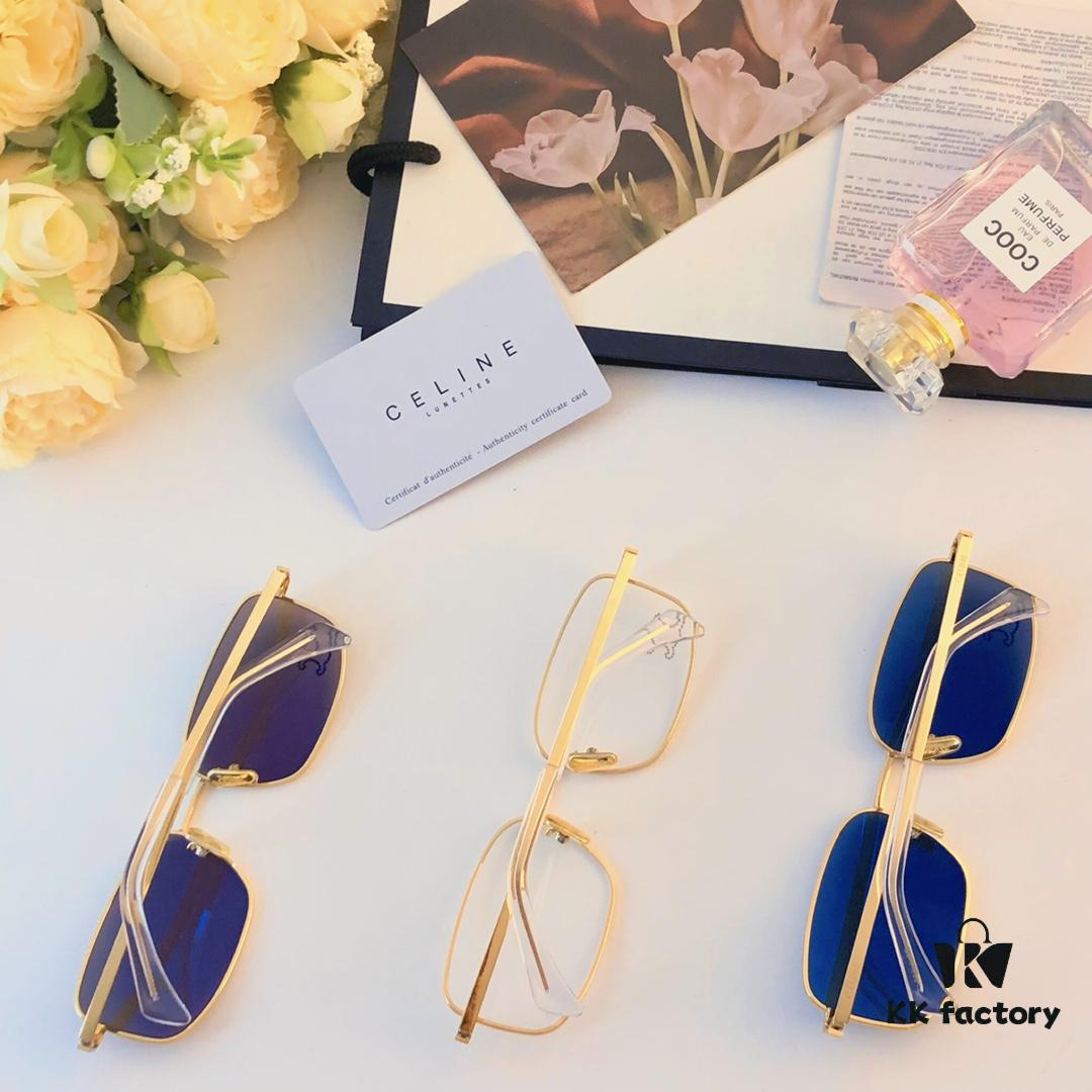 6931fb2e3a89a121ed54be5c Celine Square Metal Sunglasses Korean Vintage Style Trendy Sun Glasses Influencer Same Style Shades