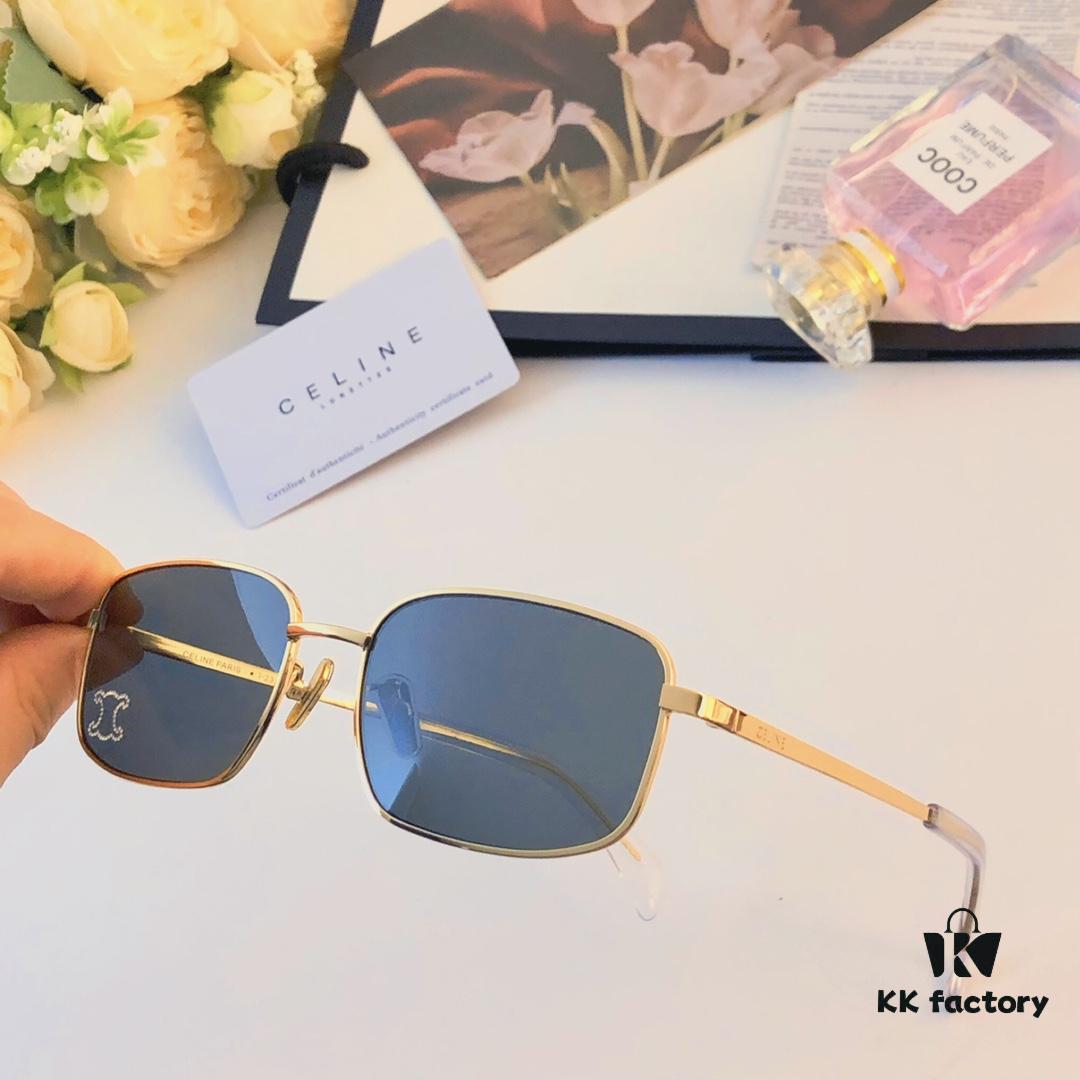 6931fb2e3a89a121ed54be5d Celine Square Metal Sunglasses Korean Vintage Style Trendy Sun Glasses Influencer Same Style Shades