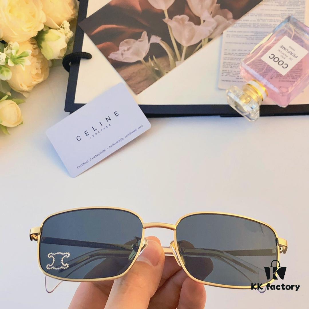 6931fb2e3a89a121ed54be61 Celine Square Metal Sunglasses Korean Vintage Style Trendy Sun Glasses Influencer Same Style Shades