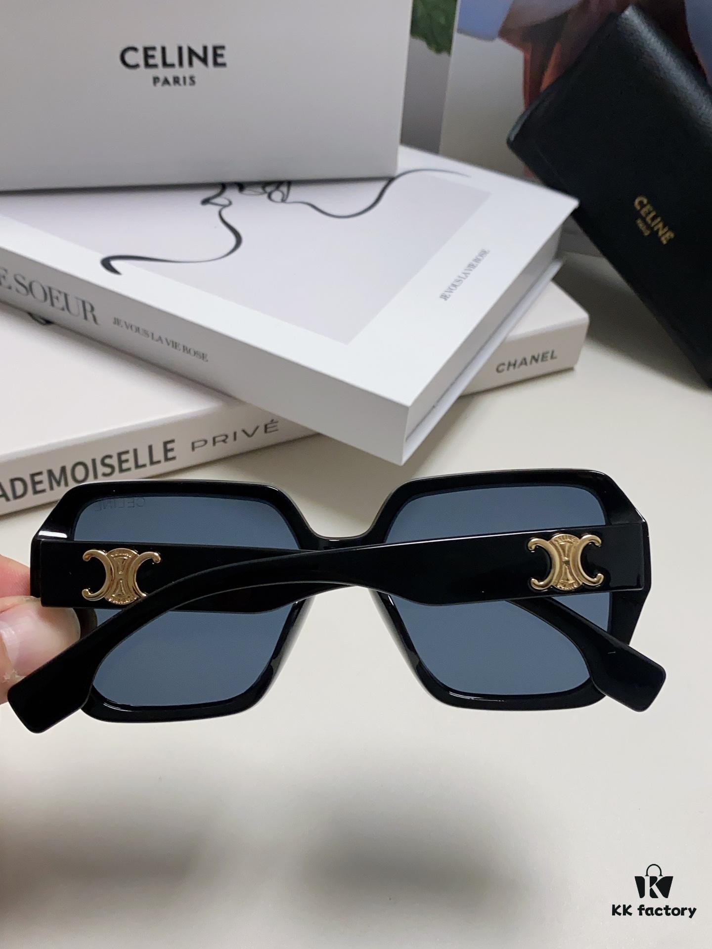 Celine 2024 New Arrival European and American Style Square Oversized Arch-Frame Sunglasses for Women, UV Protection Sun Glasses for Large Faces, Fashionable Outdoor Shades