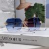 Cartier 2025 New Frameless Sunglasses for Women, Classic Leopard Print Temples, Diamond-Cut Edges, Gradient Lenses, Oversized Luxury Sunglasses