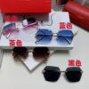 Cartier 2025 New Frameless Sunglasses for Women, Classic Leopard Print Temples, Diamond-Cut Edges, Gradient Lenses, Oversized Luxury Sunglasses